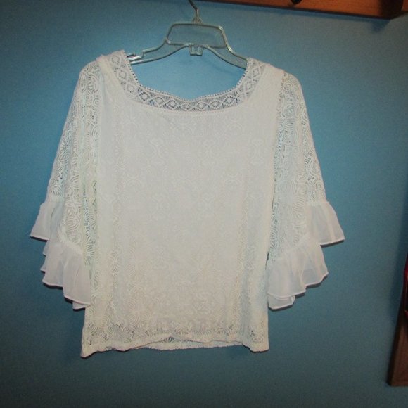 WHBM Bell-Sleeve Lace Peasant Blouse - Picture 7 of 11